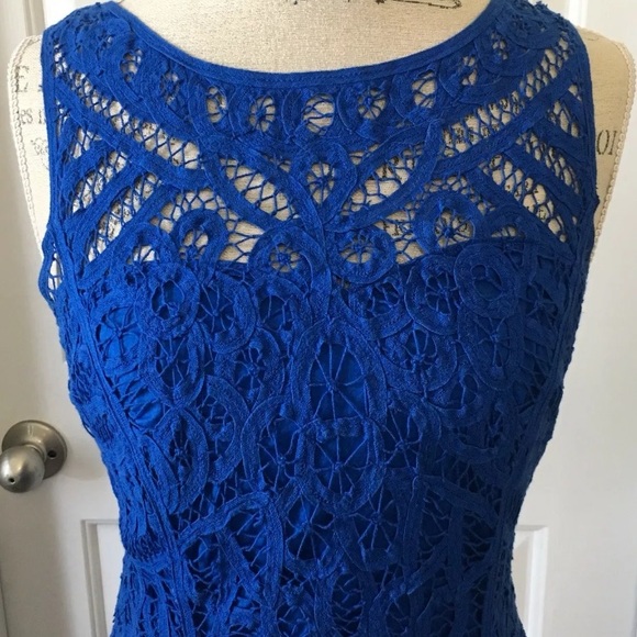 Lilly Pulitzer Foley Dress Blue Battenburg Lace M - Picture 3 of 5